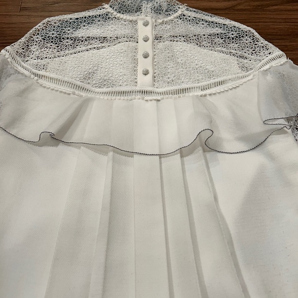 SELF PORTRAIT Military Cape Shoulder White Floral Lace Ruffle Dress Size 6 UK 10 - Picture 7 of 12